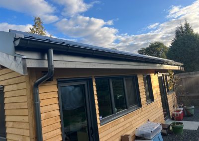 Half round gutter and eavestrough installation on a house.