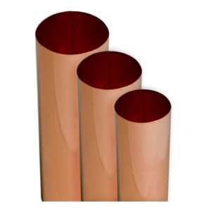 Three sizes of 3-inch smooth round copper downspouts for gutter systems. JB Gutterman offers premium copper downspouts for secure and efficient water drainage, and sells and ships products Canada-wide.